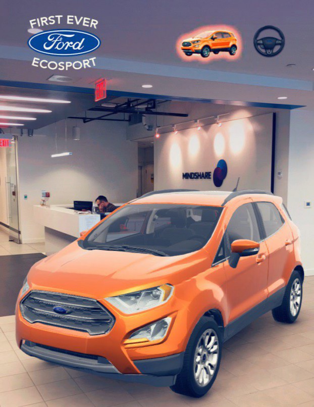 Through Snapchat AR, users could drop a digital model of a Ford EcoSport in their environments and take virtual interior/exterior tour.