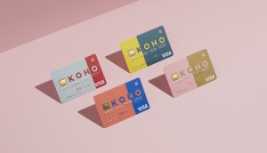 For financial brand KOHO, One Twenty Three West developed a full identity that included four card designs and custom card carriers. The unconventional identity has no set colours and can be changed daily, if needed.