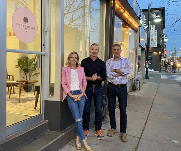 Steph Mackie, Mark Biernacki and Steve Carli getting Mackie Biernacki settled in Bloordale Village.